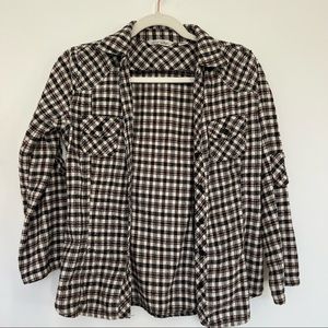Brown And White Flannel With Collar And Pockets
